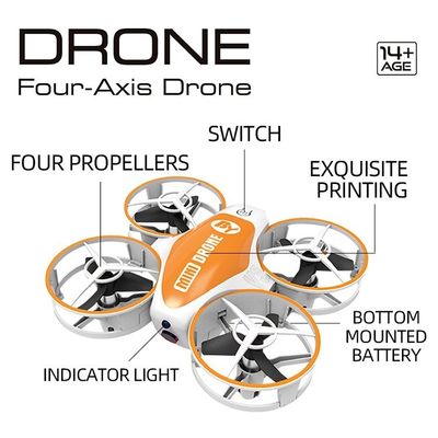 Mini-Fernbedienung für Spielzeugflugzeuge mit 360-Grad-Rotation und LED-Leuchten Montagezustand Einsatzbereit X11 ORANGE